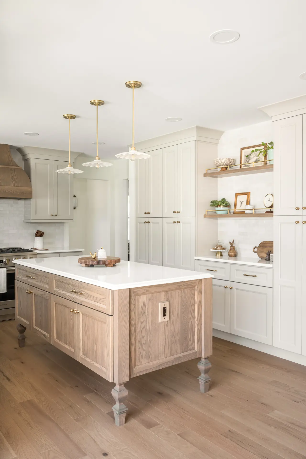 Cherry Hill NJ kitchen remodel with white cabinets and red oak island